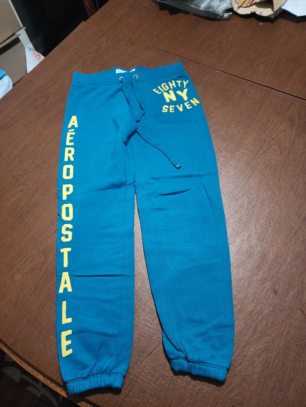 Aeropostale Teal Sweatpants with Yellow Logo